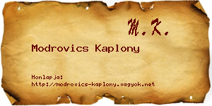 Modrovics Kaplony névjegykártya